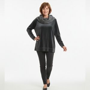 Coldwater Creek Charcoal Cowl Neck Sweater Size MEDIUM